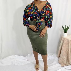 Faux Suede Pencil Skirt